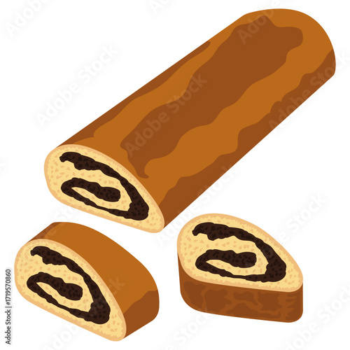 makowiec, Roll sliced, Christmas poppy seed cake.