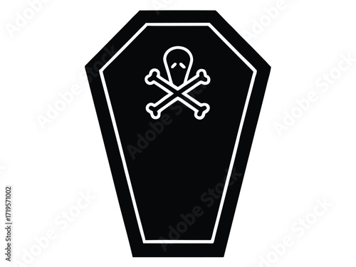 coffin crossbones silhouette icon design on white background