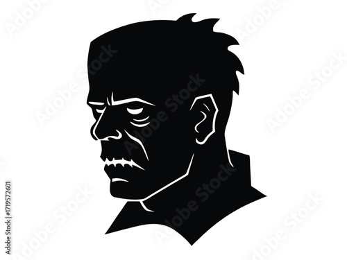 frankenstein head silhouette icon design on white background