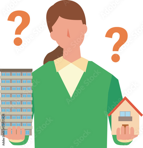 マンションと一戸建てを考える女性