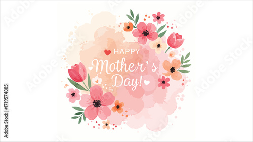 Soft watercolor floral design with gentle pink hues and green leaves for special occasions