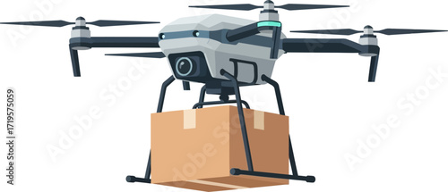 Modern drone delivering a package, symbolizing fast and efficient logistics