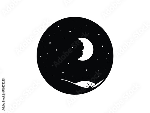 moon silhouette icon design on white background
