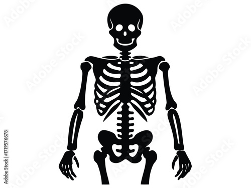 skeleton bones silhouette icon design on white background