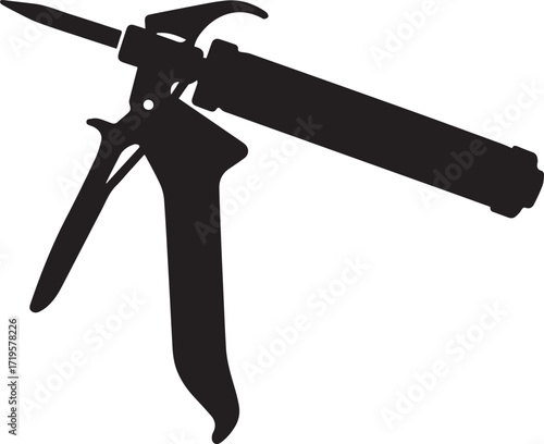 Caulk gun tool for construction silhouette vector, black and white silhouette vector illustration