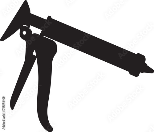 Caulk gun tool for construction silhouette vector, black and white silhouette vector illustration