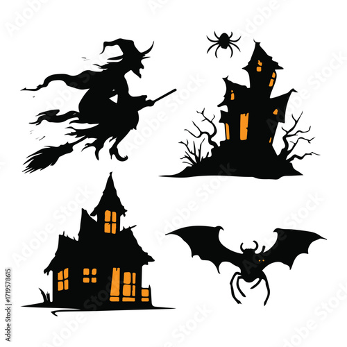 halloween background with haunted house