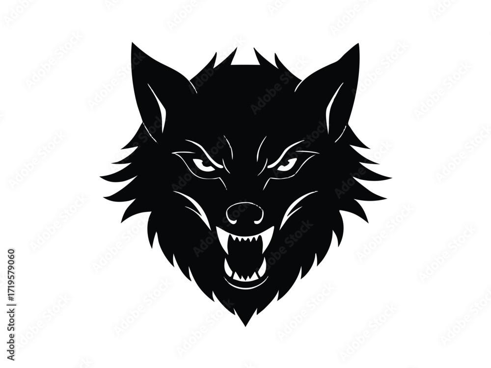 Fototapeta premium werewolf head silhouette icon design on white background