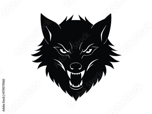 werewolf head silhouette icon design on white background