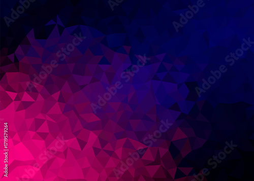 Low poly triangular background in bright colors. Colorful polygonal banner template. Multicolor backdrop in origami style.