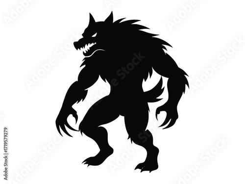 werewolf silhouette icon design on white background