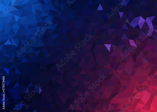 Low poly triangular background in bright rainbow colors. Colorful polygonal banner template. Multicolor backdrop in origami style.