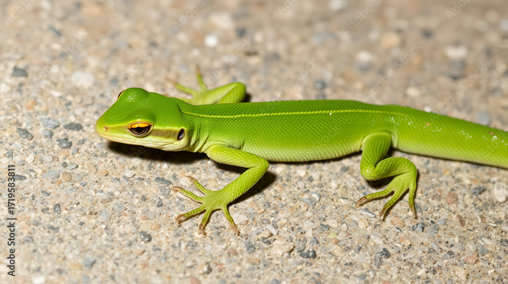 Fototapeta premium Western green lizard (Lacerta bilineata) juvenile shedding skin, Italy.