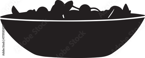 Fresh salad black and white silhouette vector illustration