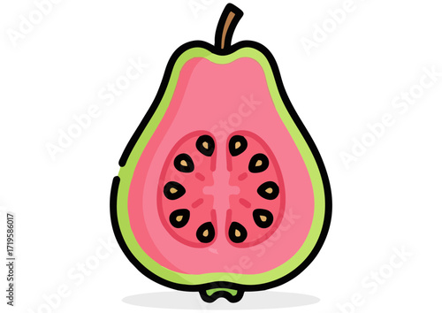 Cross-section of a ripe fig with vibrant seeds in an illustrative style for culinary use