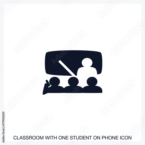 Classroom with One Person on Phone Icon