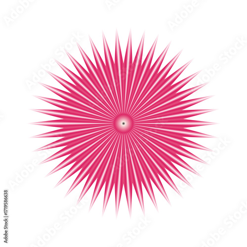 Starburst Mandala – 3D Sacred Geometry with Red and White Radial Rays and Devotional Flame