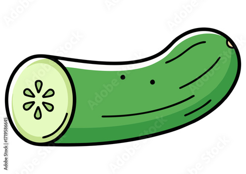 Stylized green zucchini on a light background, vector illustration 