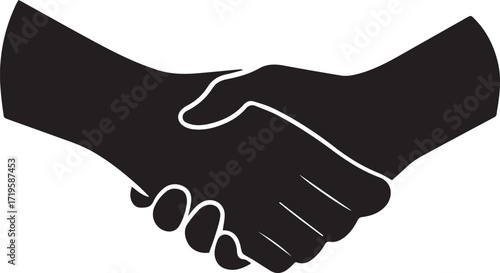 Handshake agreement business partnership cooperation black and white silhouette vector illustration