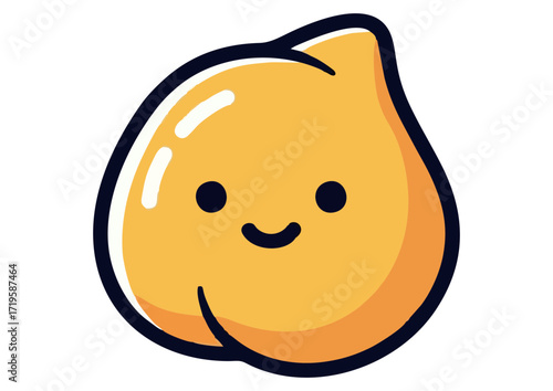 Cute cartoon acorn character illustration with a happy face and green leaf
