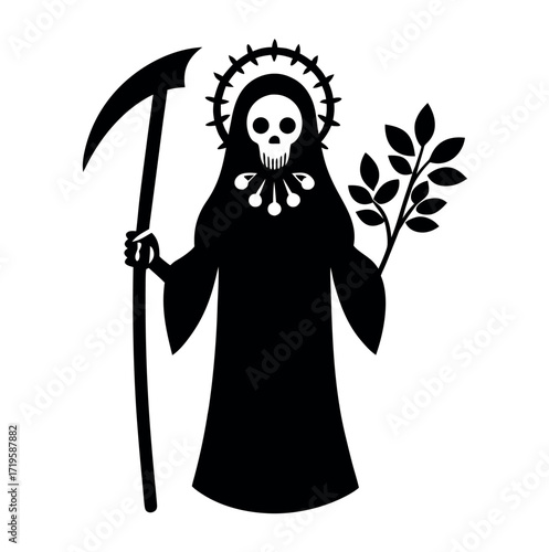 Grim reaper with scythe illustration