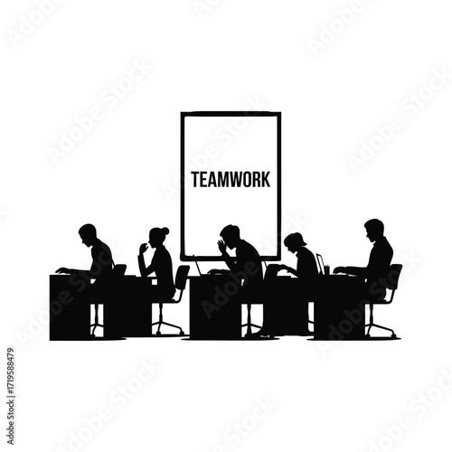 Teamwork meeting silhouettes boardroom discussion collaboration strategy business concept success