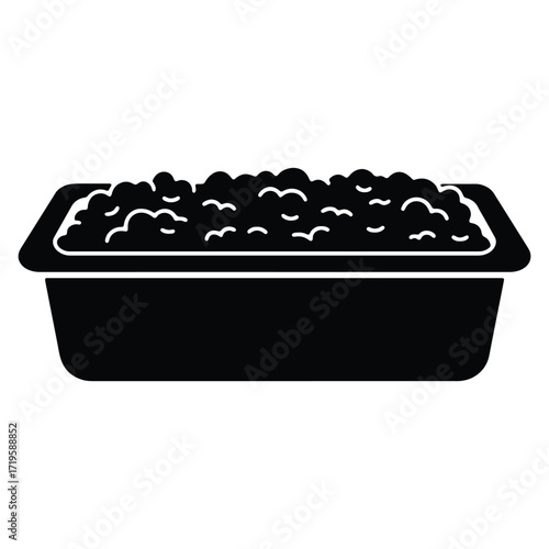 Black and white illustration of container full with shapeless content