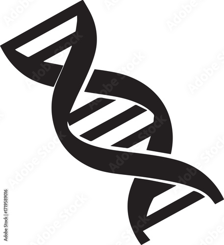 DNA helix structure double helix molecule black and white silhouette vector illustration