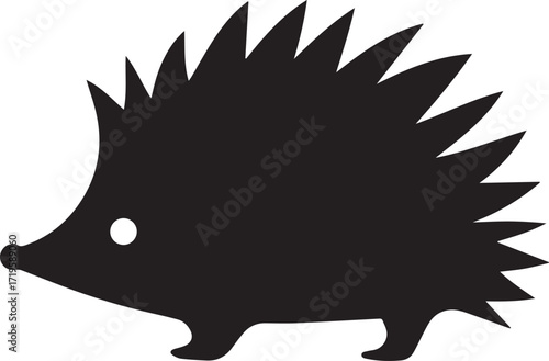 Hedgehog animal black and white silhouette vector illustration