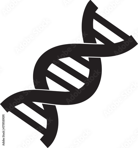 DNA helix structure double helix molecule black and white silhouette vector illustration