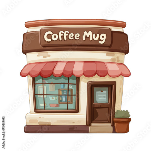 Cartoon coffee shop storefront