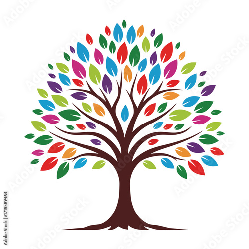 abstract tree with colorful leaves