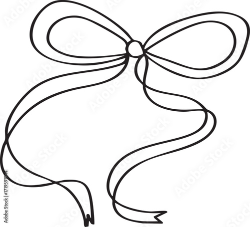 Cute Coquette Ribbon Outline. Hand Drawn Bow Clipart. Minimalist coquette ribbon clipart perfect for coloring pages, fashion design, stationery, scrapbooking, digital stickers, invitations