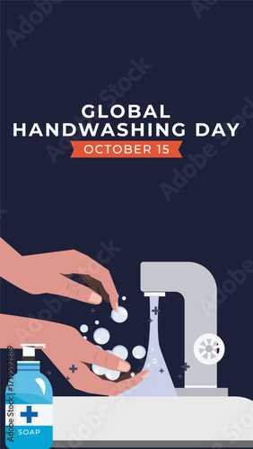 Global handwashing day flat illustration