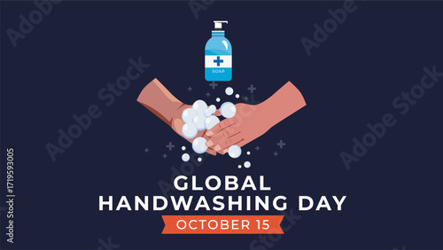 Global handwashing day flat illustration
