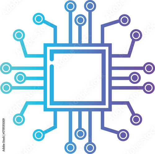 Futuristic circuit board design with central processor chip technology