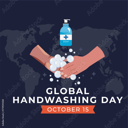 Global handwashing day flat illustration