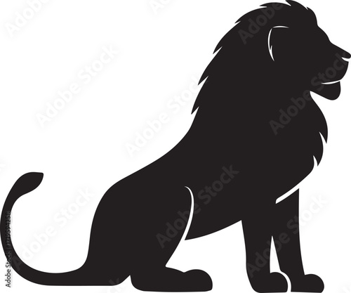 Black lion silhouette vector, black and white silhouette vector illustration