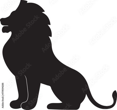 Black lion silhouette vector, black and white silhouette vector illustration