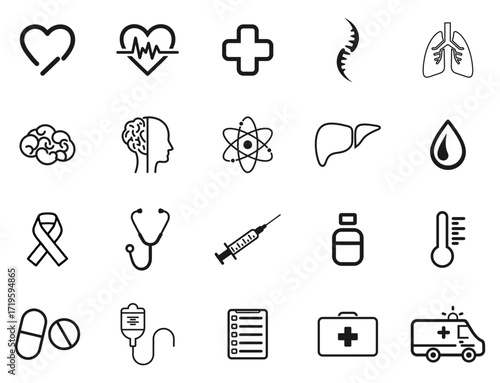 Medical & Healthcare Line Icons Vector Set