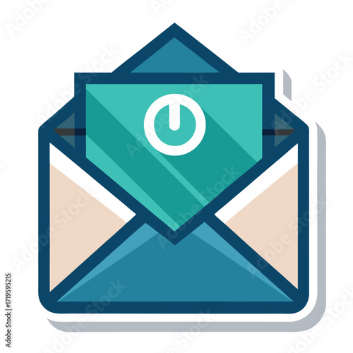 Email notification icon with power button symbol for system shutdown alert