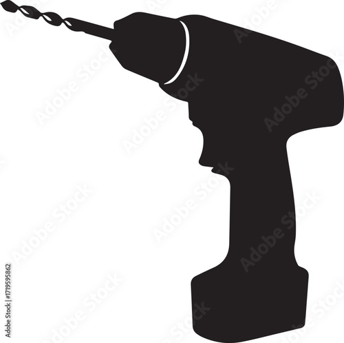 Black drill silhouette vector, black and white silhouette vector illustration