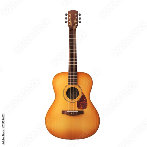 Acoustic guitar, isolate on transparent white background