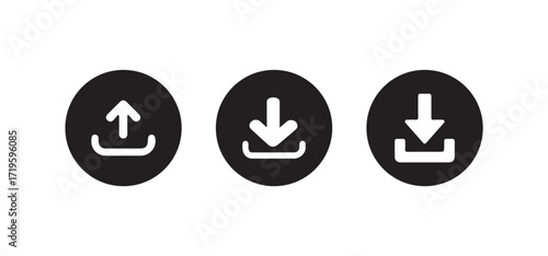 Download icon set, Download vector icon,  black download icon, Import and export file, download and transfer file icon, Vector lllustration EPS 10.