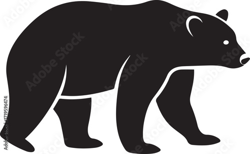 Black bear walking profile silhouette vector, black and white silhouette vector illustration