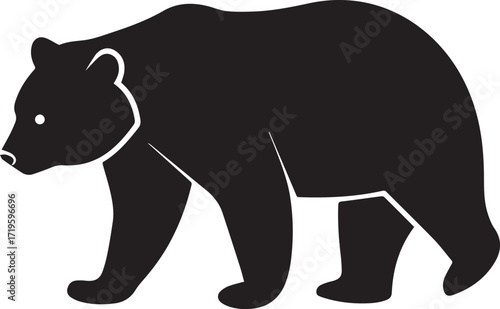 Black bear walking profile silhouette vector, black and white silhouette vector illustration