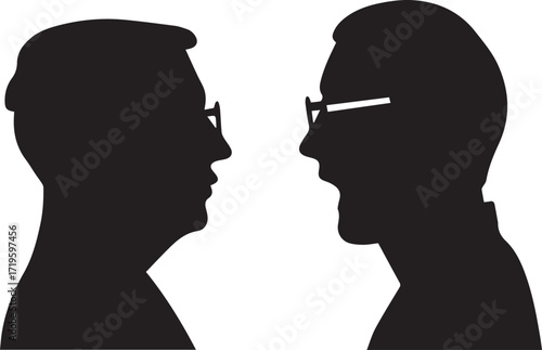 Black man talking, communication silhouette vector, black and white silhouette vector illustration