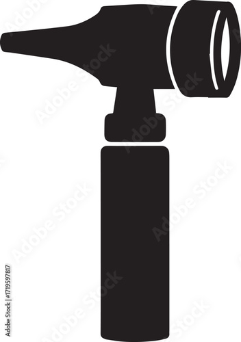 Black otoscope medical instrument silhouette vector, black and white silhouette vector illustration