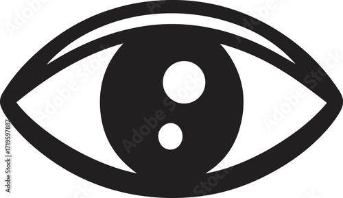 Black eye symbol silhouette vector, black and white silhouette vector illustration