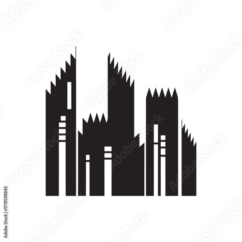  An artistic interpretation of a city with diverse architectural elements, Bulding Silhouette Icon set Vector Collection, vector illustration eps 10.